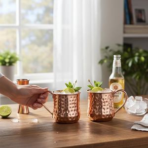 Modern Copper Moscow Mule <b>Mugs</b> Designed For Cold Beverage Service Elegant Addition To Kitchen Bar And Party Hosting - Product Image 3