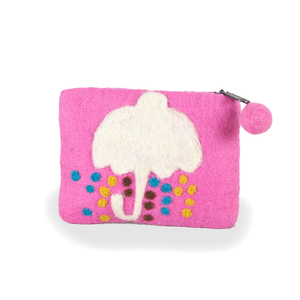 Porte-monnaie en feutre coloré en forme de parapluie - Product Image 1