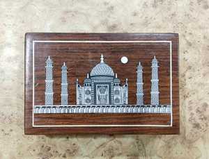 Caja de Joyería de Madera Hecha a Mano con Incrustaciones de Mármol Taj Mahal, Estuche de Almacenamiento, Caja de Regalo para Bodas y Festivales - Product Image 1