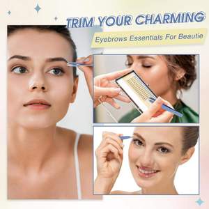 Juego de 9 Pinzas para Cejas Curvas de Acero Inoxidable, Ecológicas, de Lujo y Moda, con Punta Inclinada - Product Image 2