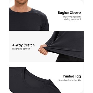 Men Long Sleeve Rash Guard <b>Black</b> Quick Dry Polyester Full Sleeve Adult Swimwear Top <b>Compression</b> <b>Shirt</b> - Product Image 3