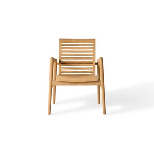 Sillón de Madera de Teca Sólida de Primera Calidad con Cojín Gris – Elegante Silla de Comedor para Restaurante, Cafetería y Patio - Product Image 2
