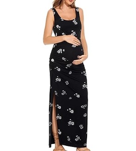 Vestido de Maternidad de Alta Calidad, Largo hasta el Suelo, Talla Grande, 100% Algodón, Estampado por Sublimación, para Mujeres Embarazadas, Traje de Lactancia para Madres - Product Image 2