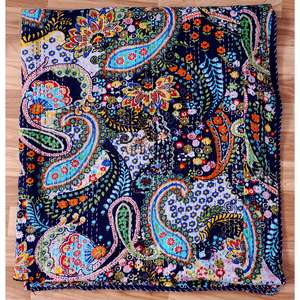 Colcha Kantha de Algodón Orgánico, Cubrecama Reversible Cómodo, Cubrecama Tradicional de Lujo de la India, para Hotel, Doble - Product Image 5