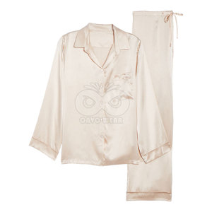Ensemble de vêtements de détente en satin de haute qualité pour femmes, pyjama deux pièces, chemise à manches longues, pantalon, vêtements de nuit - Product Image 4