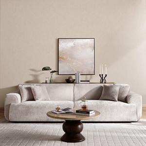 Mesa de Centro Redonda de Diseño, Madera Sólida, Base de Pedestal Única, Muebles Modernos para Sala de Estar - Product Image 3