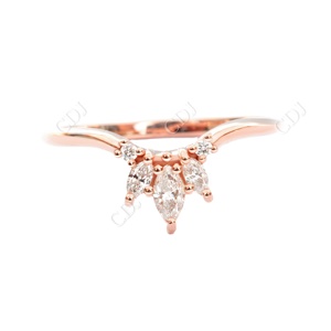 Haute qualité 0.25 CTW VVS Marquise coupe Moissanite bague de fiançailles 14k or broche réglage à la mode bijoux de mariage indien - Product Image 1