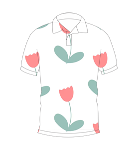 เสื้อโปโลแขนสั้นพิมพ์ลายดอกทิวลิปสีขาวสำหรับบุรุษแฟชั่นฤดูร้อนลำลอง - Product Image 4