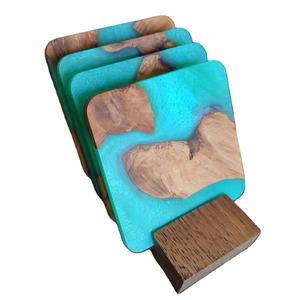 Sous-verre décoratif en résine époxy et en bois prix d'usine sous-verre tasse à thé vaisselle abordable décoration de table sous-verres tapis - Product Image 1