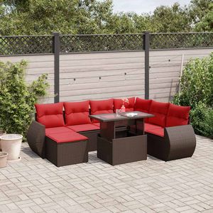 Set Divano da Giardino in Polyrattan 8 Pezzi Marrone con Cuscini Arredamento da Esterno Design Contemporaneo - Product Image 3