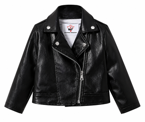 Women Black PU Leather <b>Biker</b> <b>Jacket</b> Cropped Moto Style Asymmetric Zip Lapel Collar Fashion Outerwear for Casual Streetwear - Product Image 1