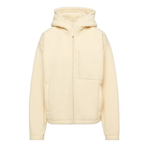 Pull-over de sport épais en polaire éponge française avec logo personnalisé, couleur unie 100% coton sweat-shirt à capuche zippé surdimensionné pour femme - Product Image 1