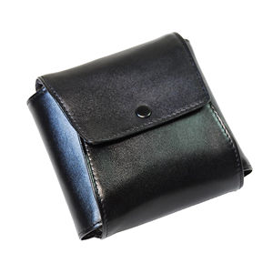 Pochette de rangement pour bracelet en cuir de mouton véritable avec fermeture à bouton, forme rectangulaire, texture premium, organiseur de bijoux 130x125x13mm - Product Image 1