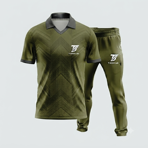Ensemble d'uniformes de cricket personnalisés avec nom d'équipe imprimé numériquement, 100 % polyester, unisexe, taille élastique, manches courtes, col rabattu - Product Image 6