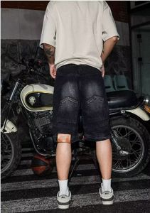 Shorts en jean décontractés pour hommes, coupe ample, couleur unie, séchage rapide, respirants, taille mi-haute, style streetwear vintage, vente en gros - Product Image 4