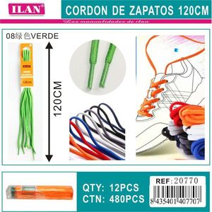 Laccio per scarpe Ilan 120 cm colore verde per sneakers e scarpe - Product Image 3