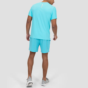 Conjunto Deportivo de Verano para Hombre, Corte Ajustado, Casual, Color Sólido, Manga Corta, Cuello Redondo, Spandex/Algodón, Secado Rápido, Camiseta y Pantalones Cortos - Product Image 4