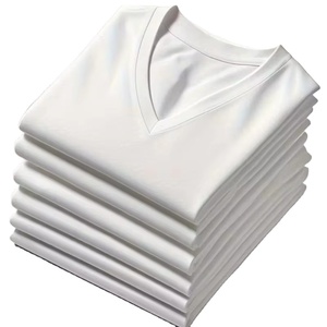 Người đàn ông của mùa xuân mùa hè giản dị v-cổ T-Shirts rắn màu thoáng khí Ngắn Tay Áo Tees thường xuyên phù hợp với trang phục giản dị & ánh sáng tập thể dục - Product Image 1