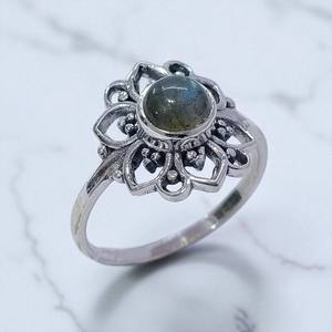 Bagues en argent sterling 925 pour labradorite ronde naturelle et pierre de lune arc-en-ciel, prix de gros, bagues et bijoux - Product Image 2