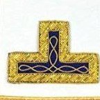 Tablier maçonnique junior de cérémonie bleu roi et bordeaux, tissé, avec bordure dorée - Product Image 4