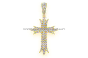 Pendentif personnalisé pour enfants, tendance Hip Hop, en argent 925 plaqué rhodium, avec moissanite, motif croix de Jésus, pour fêtes religieuses chrétiennes - Product Image 4