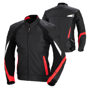 Chaqueta de Motociclista de PU para Hombre, Color Negro, Blanco y Rojo, Manga Larga, Resistente al Viento, para Todas las Estaciones, Ropa de Carreras - Product Image 6