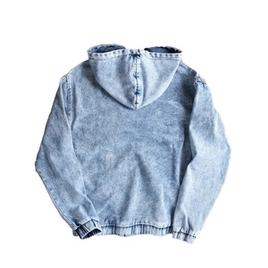 2024 hommes Vintage acide lavage Streetwear pull lourd éponge surdimensionné Denim à capuche hiver Couples à capuche solide - Product Image 2