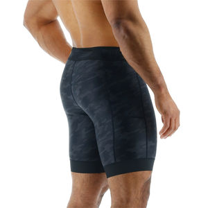 Custom Logo <b>Men's</b> Compression Gym Workout <b>Shorts</b> <b>Black</b> Seamless Mid Waist Fitness Biker Wear Elastic Waist 100% Polyester Solid - Product Image 2