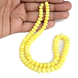 Perles de pierres précieuses en opale jaune colorée sculptées en forme de melon, pour la fabrication de bijoux, fil de pierres en vrac - Product Image 6