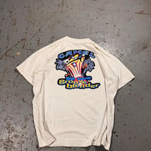 T-shirt pour homme rétro délavé à l'acide, imprimé graphique surdimensionné, aspect vieilli, streetwear, coton épais, décontracté - Product Image 1