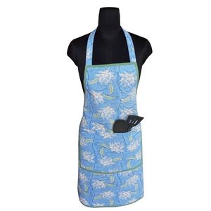 Delantal de Cocina de Algodón 100% con Estampado Hindú, Color Azul Loto, Hecho a Mano, Venta al por Mayor - Product Image 3