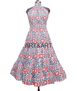 Beautiful Digital Printed Maxi Cotton Floral Plus-size Women Halter neckline Loose Fit Sleeveless Party <b>Dress</b> - Product Image 1