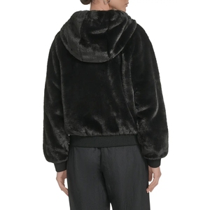 Premium Luxury Faux Fur Bomber Zip-Up Hoodie Wholesale Streetwear Winter Outerwear High-Pile Faux Fur & 100% Poly <b>Thermal</b> Core - Product Image 5