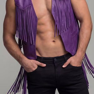 <b>Men</b> <b>Suede</b> Leather Fringe Vest Western Cowboy Sleeveless <b>Jacket</b> Tassel Motorcycle Biker Rodeo Apparel Premium OEM Apparel - Product Image 2