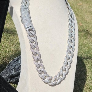 <b>Iced</b> <b>Out</b> Cuban Link <b>Chain</b> 925 Sterling Silver Moissanite Diamond Necklace VVS Hip Hop Jewelry Luxury Gift For Men - Product Image 1