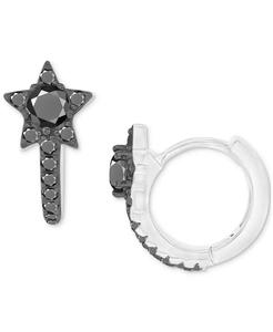 Pendientes de aro Huggie pequeños con estrella de espinela negra (1-1/10 CT. T. W.) en plata esterlina, 0,55 "| Macy's - Product Image 1