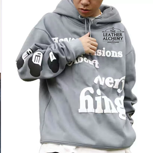 เสื้อฮู้ดพิมพ์ลายพัฟฟ์สไตล์ลำลองสำหรับผู้ชาย แฟชั่นทันสมัย สไตล์สตรีท สวมใส่สบาย - Product Image 1
