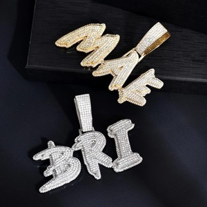 925 Sterling Silver Moissanite Customize Big Iced Out <b>Name</b> Pendant Made To The Customized Size - Product Image 4