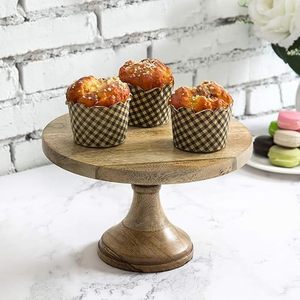 Luxury Handmade Wooden <b>Cake</b> Stand Pedestal Dessert Display Stand Rustic Serving Platter for Weddings Home Kitchen Table <b>Decor</b> - Product Image 2