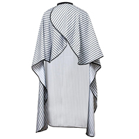 Cape de coiffure professionnelle rayée en tissu anti-adhésif, avec fermeture à bouton-pression réglable, réutilisable pour salon de coiffure