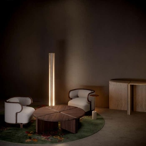 Most Selling brass <b>drink</b> table in carved unfilled travertine and cast brass luxury modern minimalist side table - Product Image 3