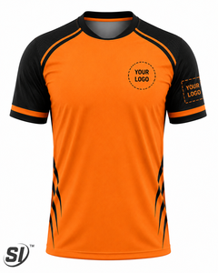 Camiseta de Fútbol Personalizada Naranja y Negra con Panel en el Hombro, Sublimación, Impresión de Nombre y Número, Secado Rápido, Uniforme de Equipo al por Mayor OEM - Product Image 1