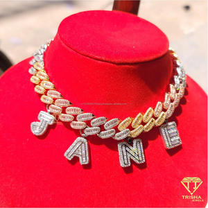 Luxury Custom <b>Name</b> Letter Necklace Iced Out Moissanite Diamond Cuban Link <b>Chain</b> Fashion Hip Hop Jewelry - Product Image 3