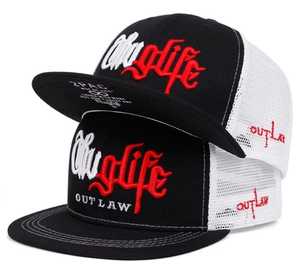 หมวกแก๊ปปักลาย Thug Life Outlaw แบบ Snapback ทรง Trucker ฮิปฮอป ปีกแบน ตาข่ายด้านหลัง ปรับขนาดได้ ใส่ได้ทั้งชายและหญิง สไตล์สตรีทแวร์ - Product Image 6