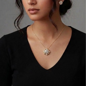 Joyería Fina, Collar de Diamantes con Diseño de Baile en Oro Puro de 14K/18K, Collares con Colgante de Diamantes de Laboratorio, para Compromiso y Fiestas, para Chicas - Product Image 5