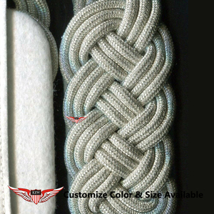 KEW Customizable Eco-Friendly Silver Bullion Wire Thread Luxury Embroidered Epaulettes <b>Braided</b> Vintage <b>Accessory</b> - Product Image 2