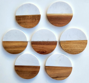 Posavasos de mármol y madera de diseño de lujo de la mejor calidad Posavasos de té de piedra de mármol natural con forma personalizada al por mayor - Product Image 3