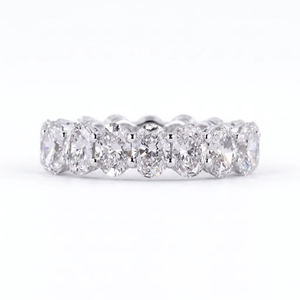 Bague d'éternité de mariage en or massif 14 carats avec sept diamants ovales CVD de 1,75 carat pour elle, alliance assortie - Product Image 3