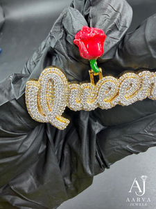 Collar con Colgante de Flor de Moissanita Chapado en Oro Rosa con Perla de Agua Dulce, Joyería Hip Hop Personalizada con Nombre para Mujeres y Hombres - Product Image 5