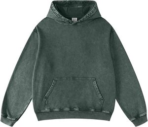 Winter Plain 100% Cotton Acid Wash Custom Vintage Streetwear Heavyweight Oversized Unisex Pullover Hoodies Sweatshirt - Product Image 1